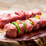 Delicious,Raw,Meat,Skewer,,Beef