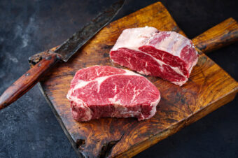 Raw,Dry,Aged,Angus,Rib-eye,Beef,Steaks,Offered,As,Close-up