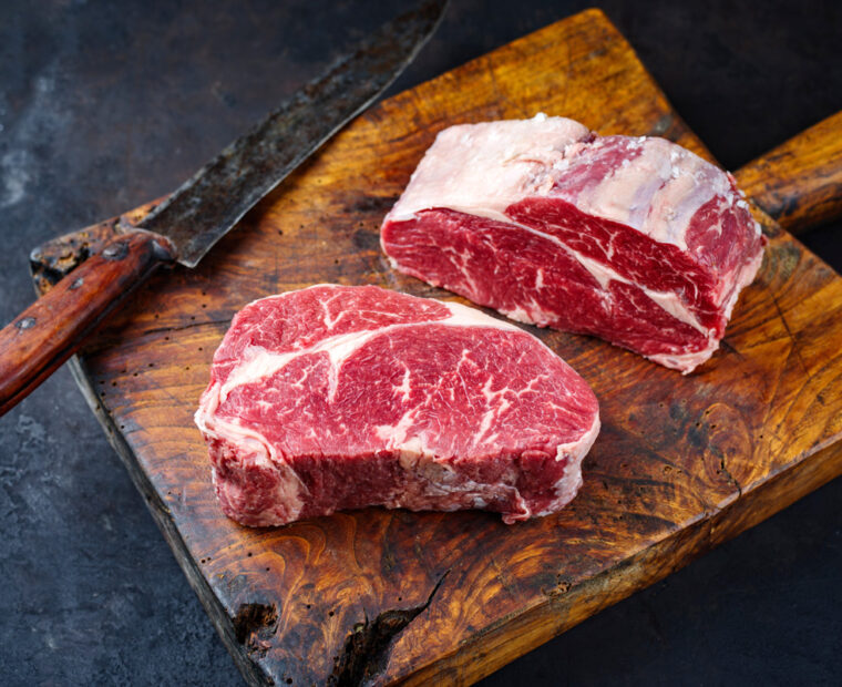Raw,Dry,Aged,Angus,Rib-eye,Beef,Steaks,Offered,As,Close-up