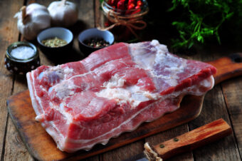 Raw,Pork,Belly,With,Salt,,Pepper,,Chili,,Fennel,Seeds,,Garlic,