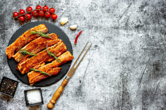 Raw,Pork,Belly,Slices,On,Stone,Background,With,Copy,Space