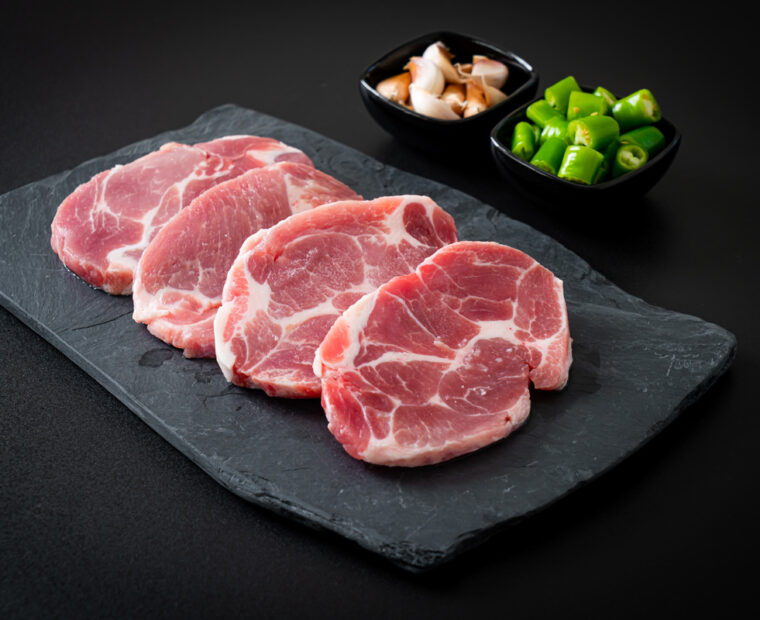 Fresh,Pork,Neck,Raw,Or,Collar,Pork,On,Board,With