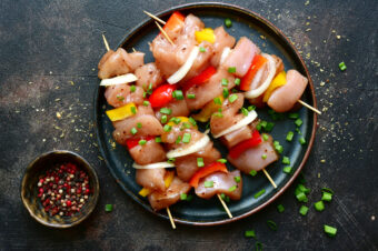 Raw,Chicken,Kebab,With,Ingredients,For,Marinating,On,A,Dark